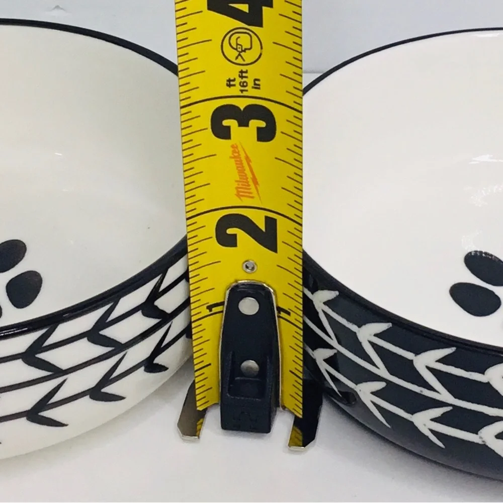 2 Signature Houseware WHITE ARROW Bowl Cat Dog Water Food Ceramic White …